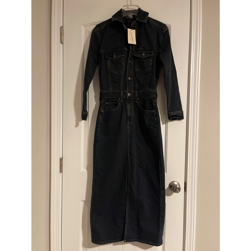Universal Thread Black Denim Long Sleeve Maxi Dress w/ Pockets, Size 00